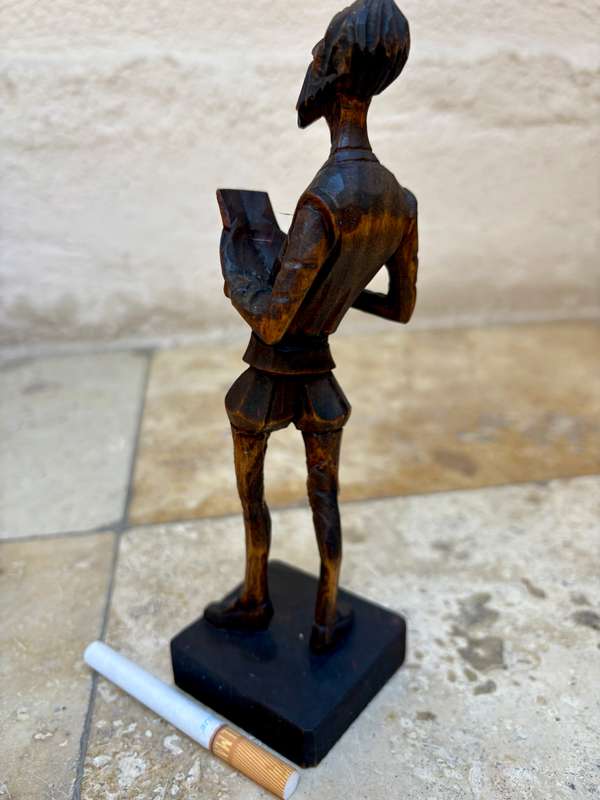 Vintage hand carved wooden Don Quijote wood figure figurine Spain statuette