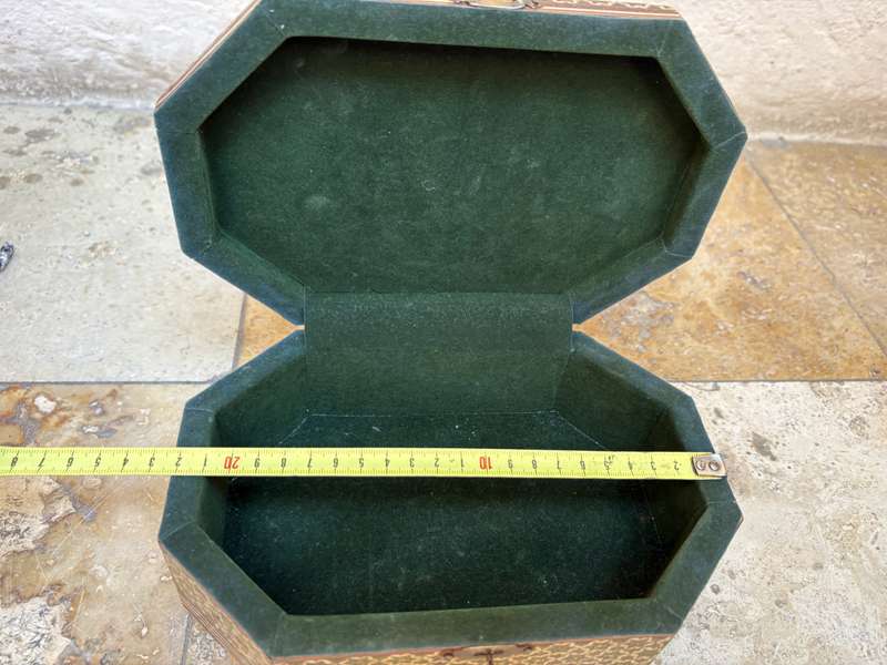 Vintage Persian art Khatam box footed hand painted Moshul battle scene