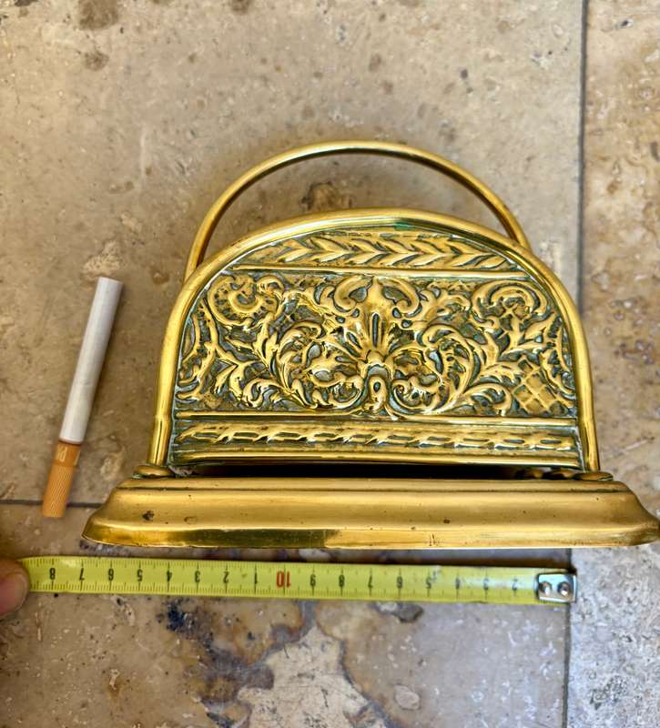 Vintage brass napkin holder , letter holder