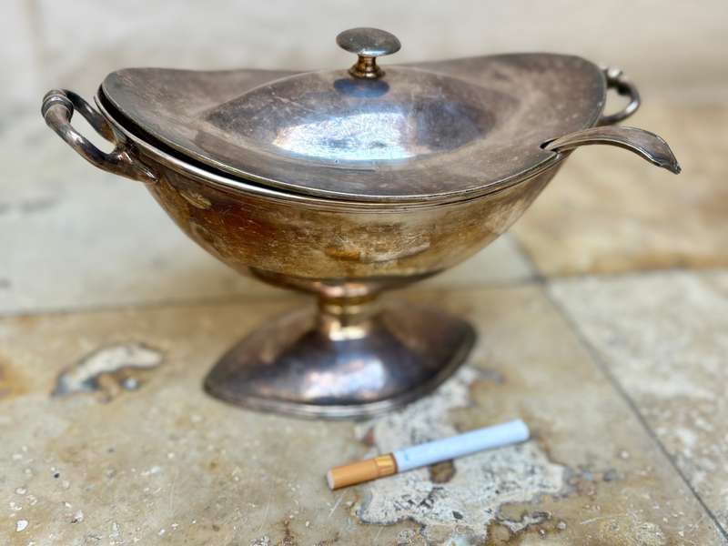 Vintage Large Silver Plate Tureen With Lid and spoon