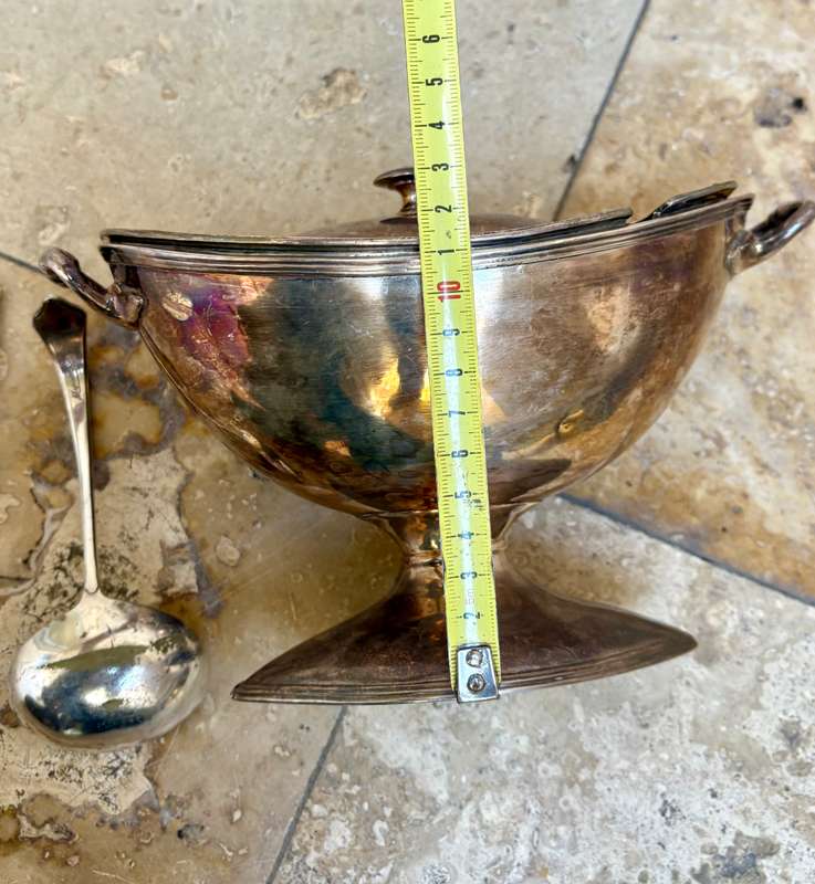 Vintage Large Silver Plate Tureen With Lid and spoon