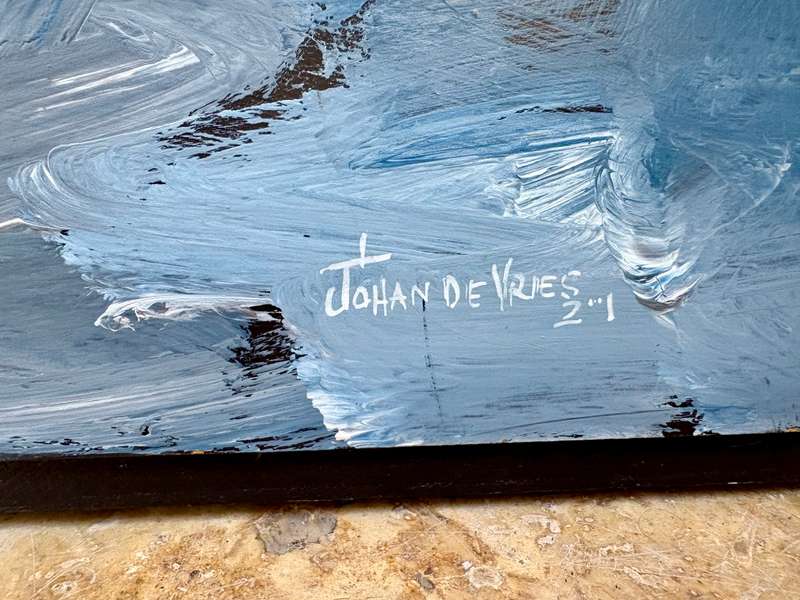 Johan De Vries art on board ,  naive contemporary 2001 (1945-2002)
