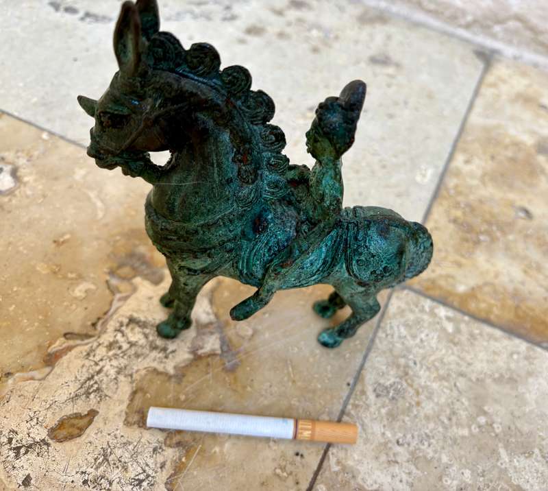 Vintage bronze horse with rider sculpture warrior knight statuette