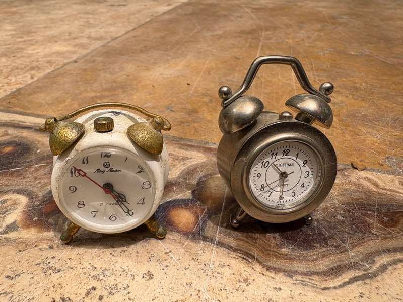 vintage mary maison watch miniature clock , digitime quartz mini  clock pair
