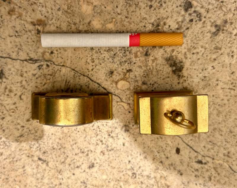 Miniature brass tone quartz cheval mantle clock and B Japan made mantle clock pair