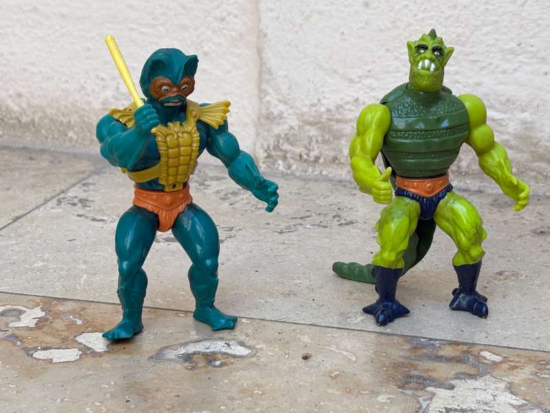 1984 Whiplash of He-Man-Masters of the Universe + he man Mer-man 1981  action figure pair