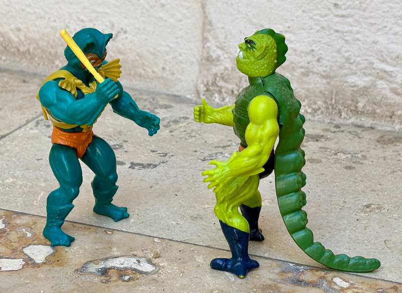 1984 Whiplash of He-Man-Masters of the Universe + he man Mer-man 1981  action figure pair
