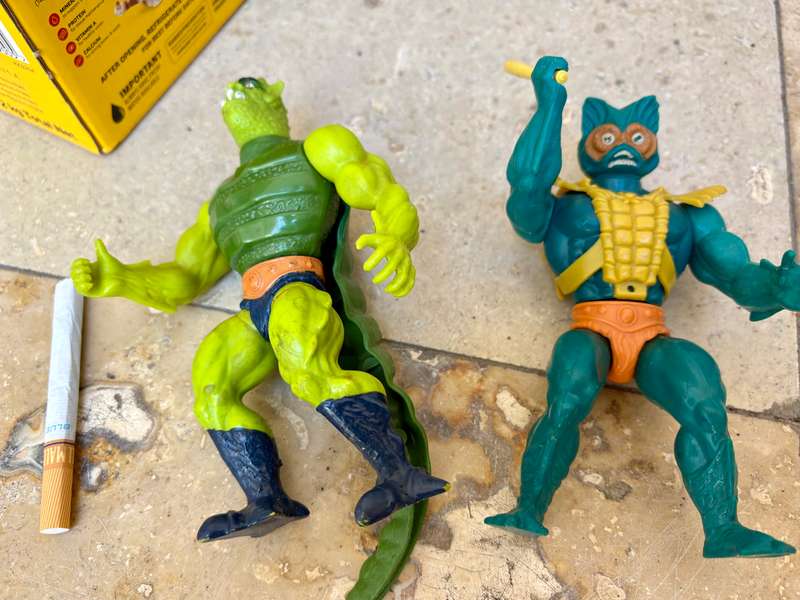 1984 Whiplash of He-Man-Masters of the Universe + he man Mer-man 1981  action figure pair