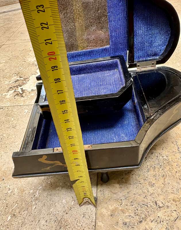 Vintage Japanese grand piano  jewellery box black mother of pearl inlay, no key