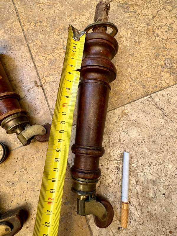 ANTIQUE SOLID BRASS FURNITURE CASTORS wood wheels  X 4 With two chair legs, 4 table short legs