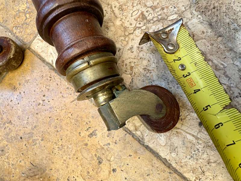 ANTIQUE SOLID BRASS FURNITURE CASTORS wood wheels  X 4 With two chair legs, 4 table short legs