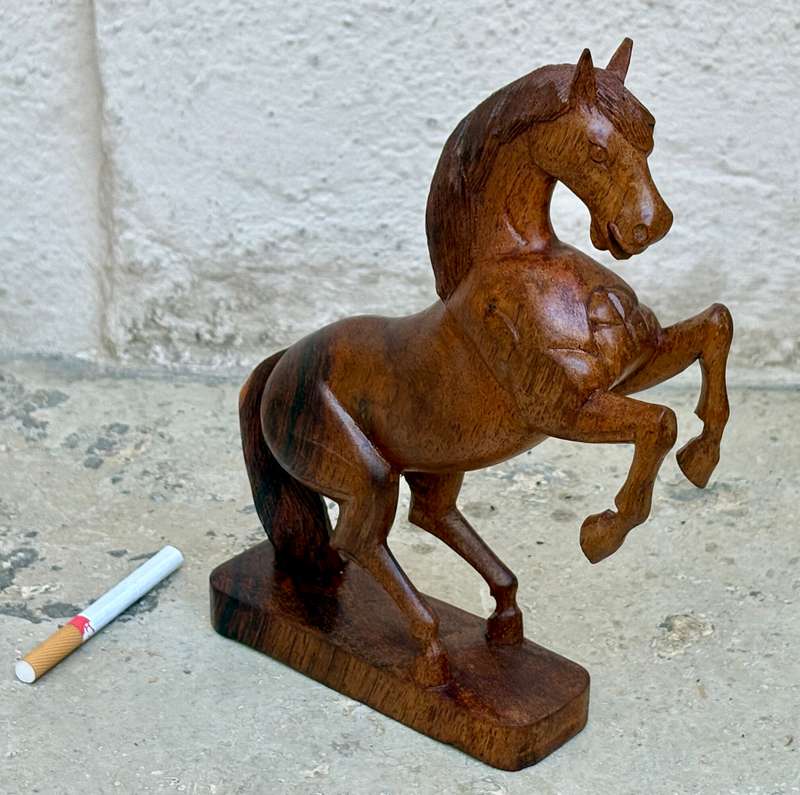 Vintage wooden horse hand carved roaring wood horse sculpture stallion