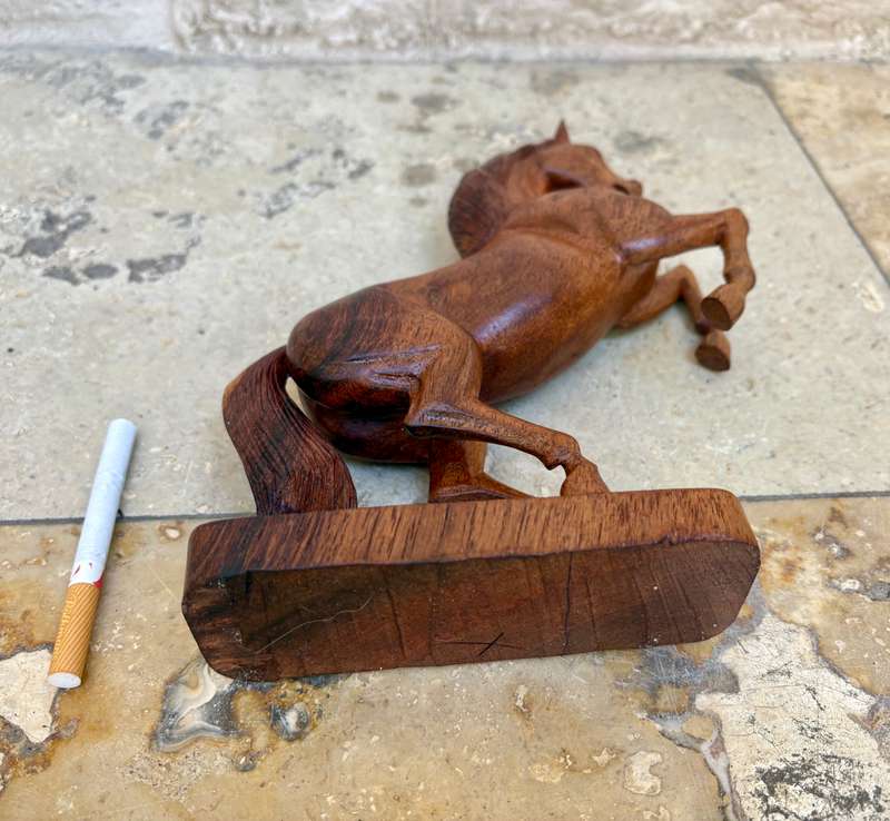 Vintage wooden horse hand carved roaring wood horse sculpture stallion