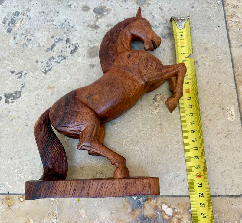 Vintage wooden horse hand carved roaring wood horse sculpture stallion