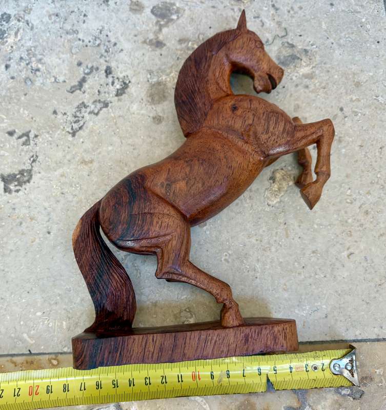 Vintage wooden horse hand carved roaring wood horse sculpture stallion