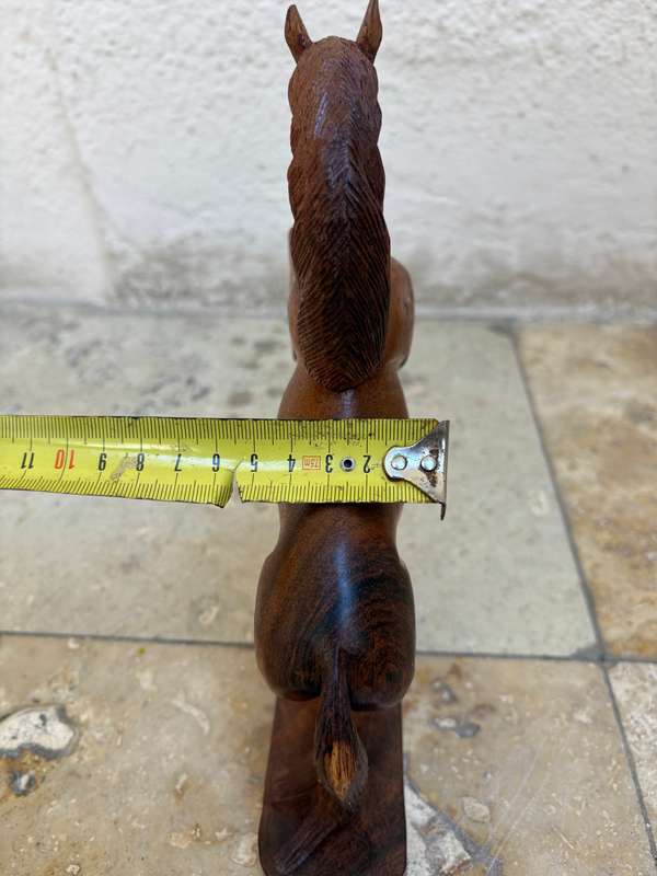 Vintage wooden horse hand carved roaring wood horse sculpture stallion