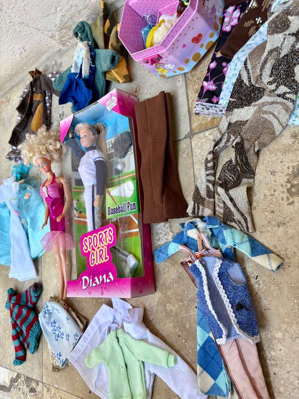 Vintage Barbie doll , sports girl Diana doll pair with lots of extra clothes baseball fun