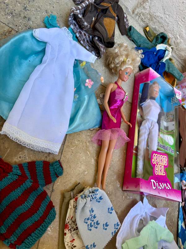 Vintage Barbie doll , sports girl Diana doll pair with lots of extra clothes baseball fun