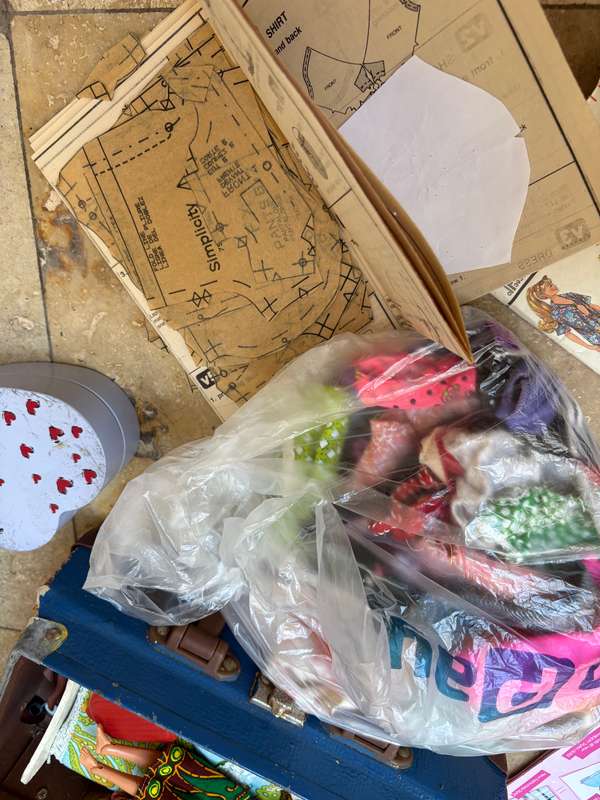 Mego corp articulated Barbie type doll Hong Kong,   bed + clothes lot + Barbie clothes patterns