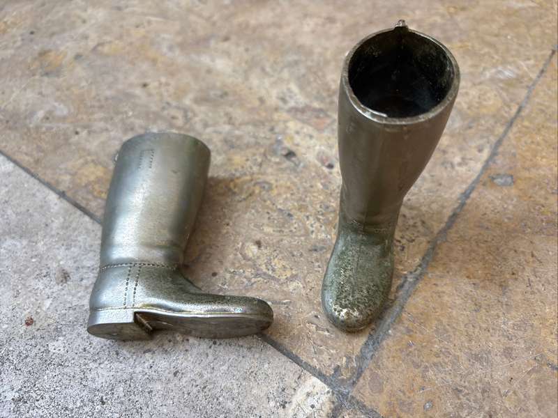Vintage brass horse rider boot tot measures single and double