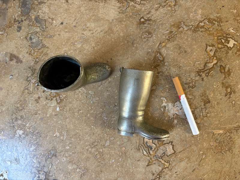 Vintage brass horse rider boot tot measures single and double