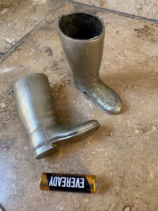 Vintage brass horse rider boot tot measures single and double