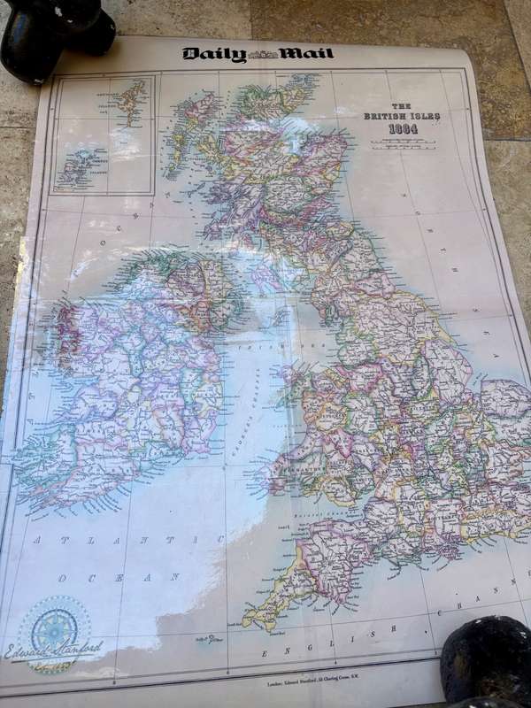 The Daily Mail poster map of Great Britain and Ireland , reverse side British Isles 1884 , date 2016