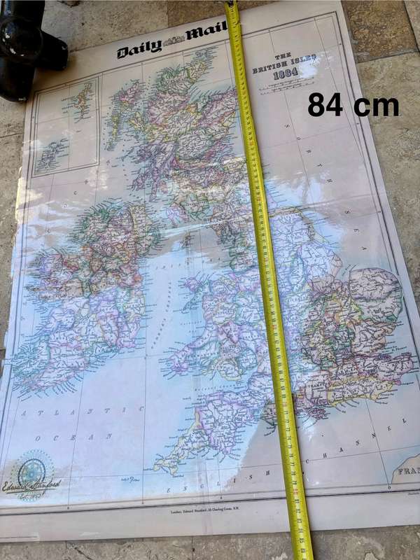 The Daily Mail poster map of Great Britain and Ireland , reverse side British Isles 1884 , date 2016