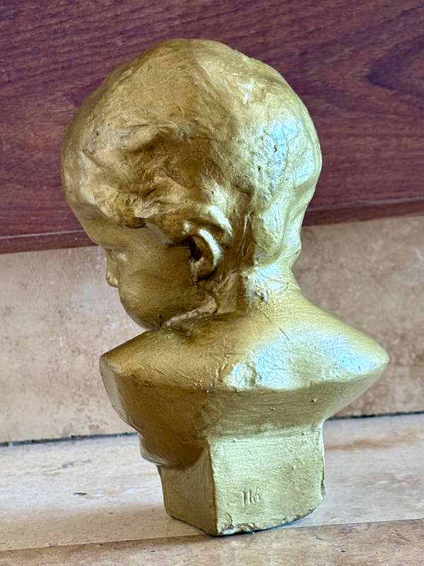 Vintage Porcelain bust of child gold tone numbered