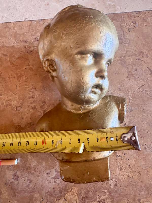 Vintage Porcelain bust of child gold tone numbered