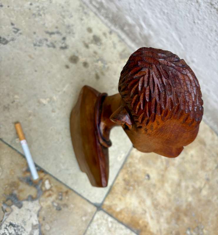 Vintage African man wood bust hand craft art statue of no man