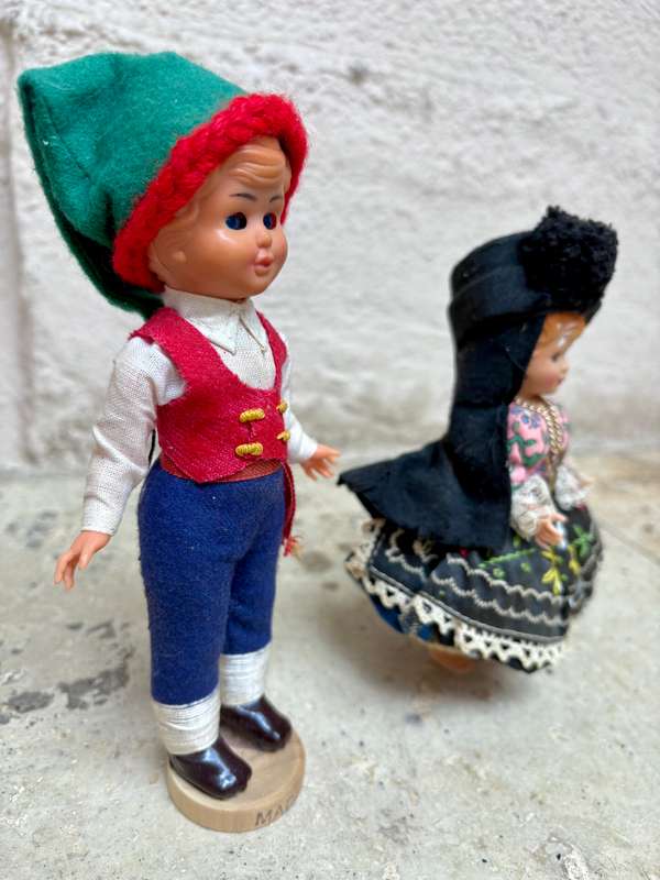 Vintage Portuguese Doll pair  Dressed Traditional Madeira  Costume sleeping eyes