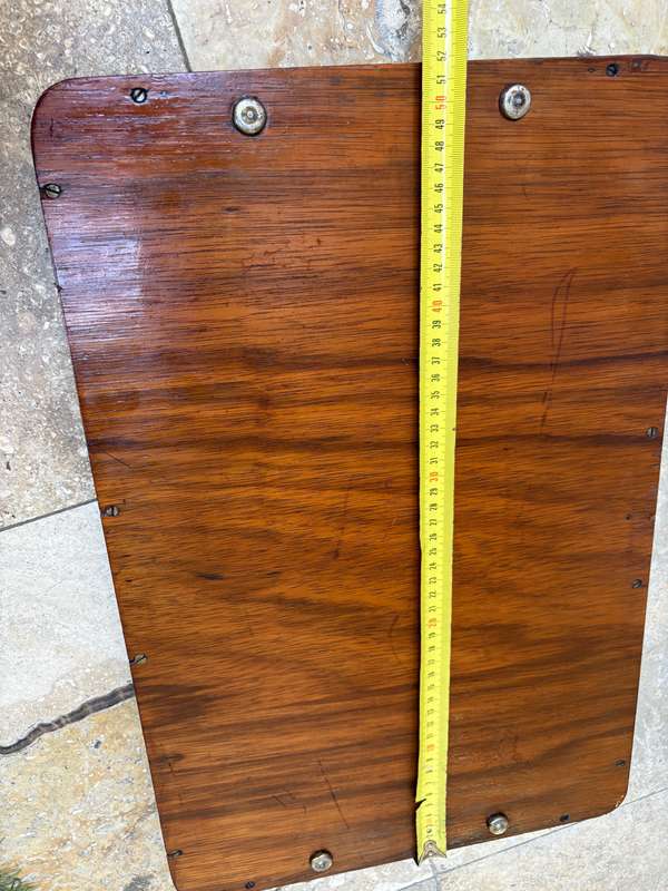Vintage wood drinks tray inlay detail varnished