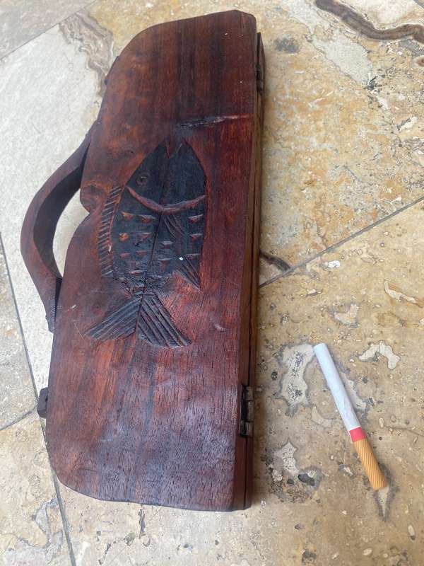 Vintage hand carved wood Mancala Bao African game board