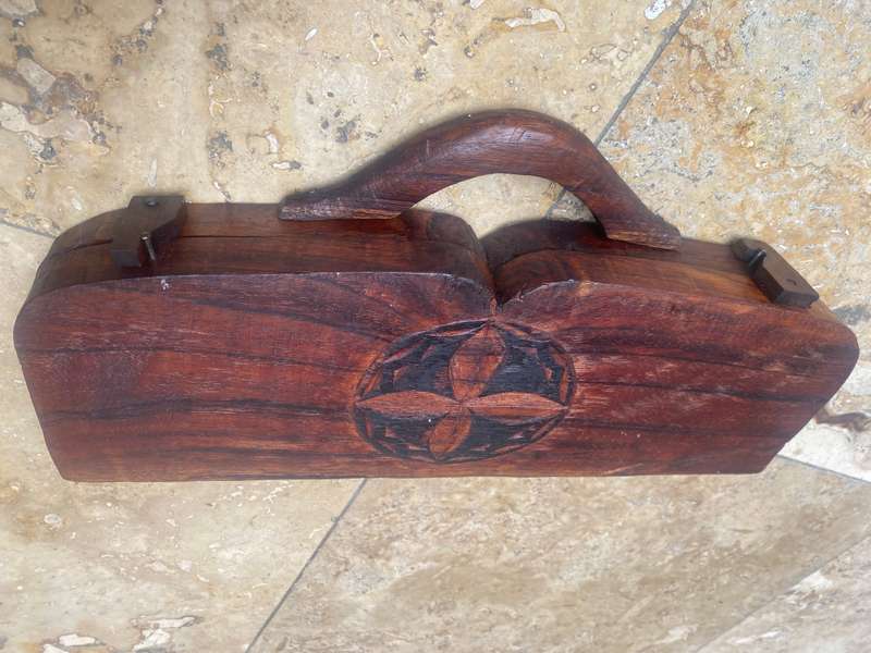 Vintage hand carved wood Mancala Bao African game board