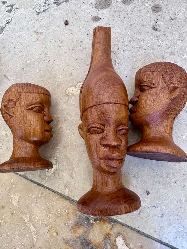 African tribe wood bust lot of 5