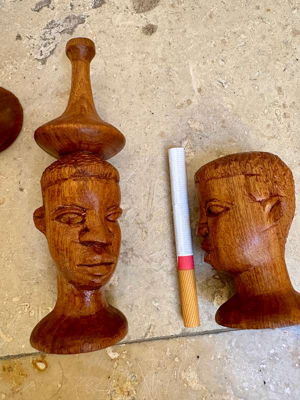 African tribe wood bust lot of 5