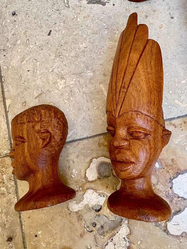 African tribe wood bust lot of 5