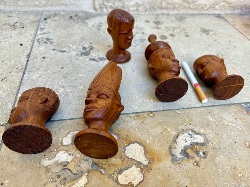 African tribe wood bust lot of 5