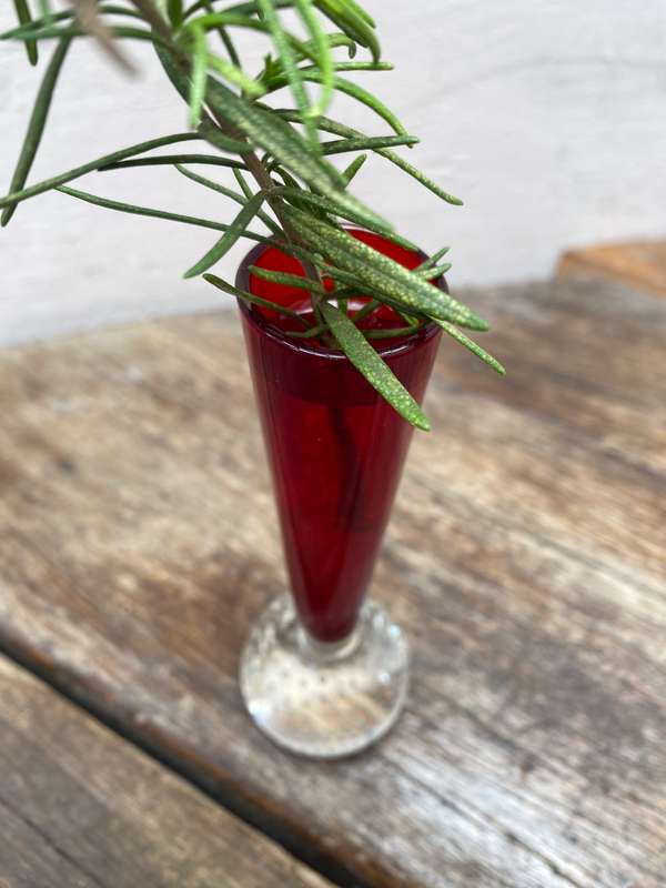 Vintage red bubble art glass bud vase