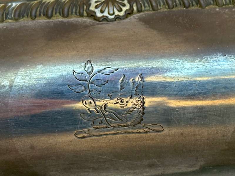 Antique silver plated entree dish covered vegetable dish Gadroon border