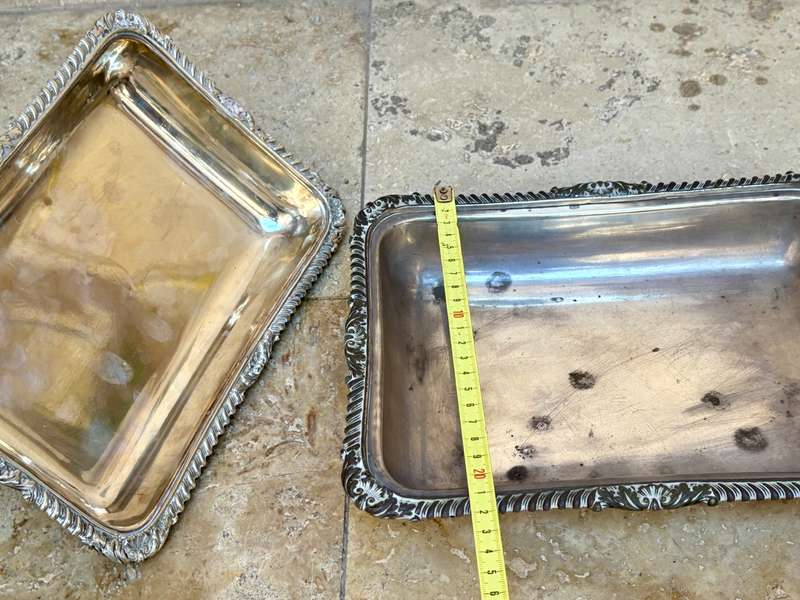 Antique silver plated entree dish covered vegetable dish Gadroon border