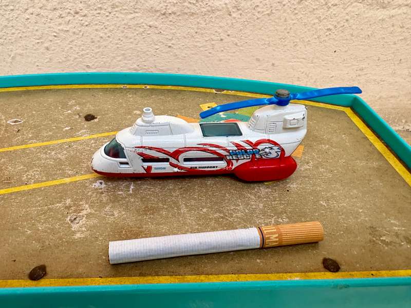 Vintage fisher price airport with old diecast transporter helicopter tlc