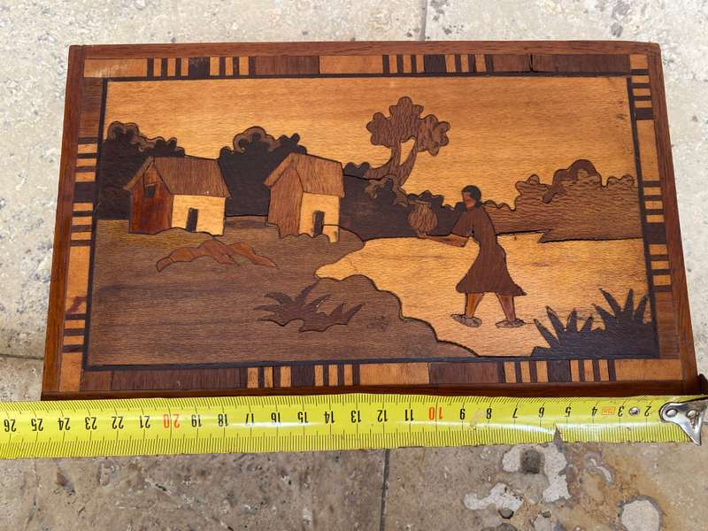 Vintage Marquetry walnut wooden box