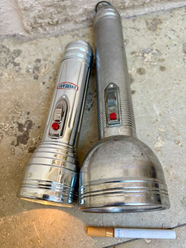 VINTAGE EVEREADY ALUMINIUM TORCH pair