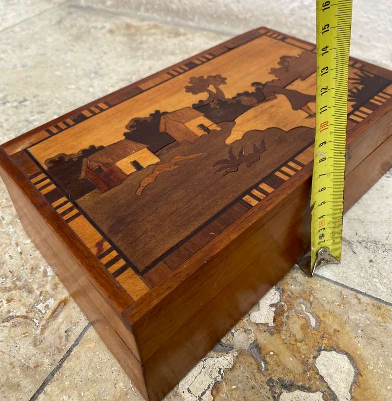 Vintage Marquetry walnut wooden box