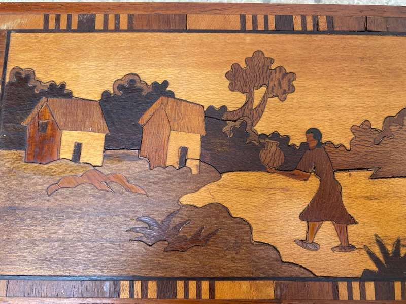 Vintage Marquetry walnut wooden box