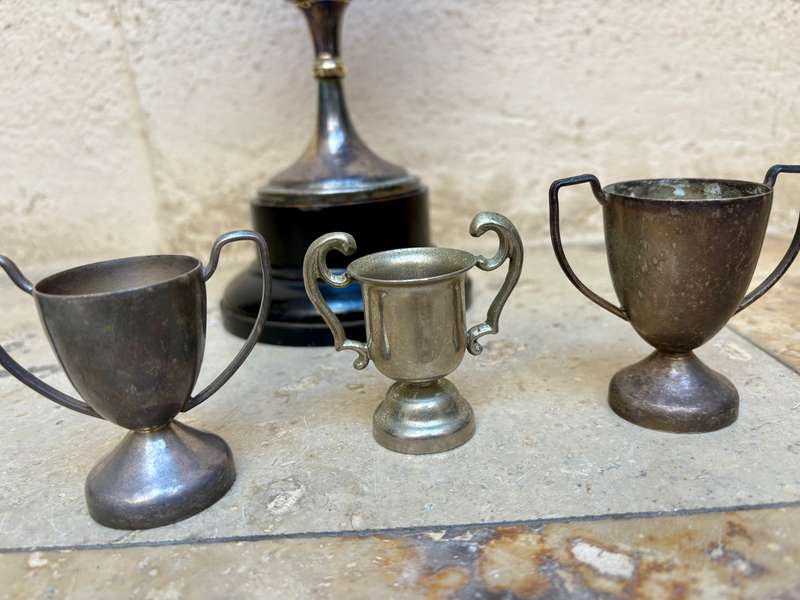 Vintage trophy large with 3 small trophies