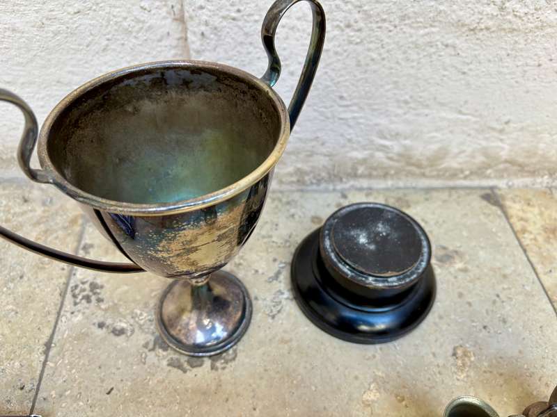 Vintage trophy large with 3 small trophies