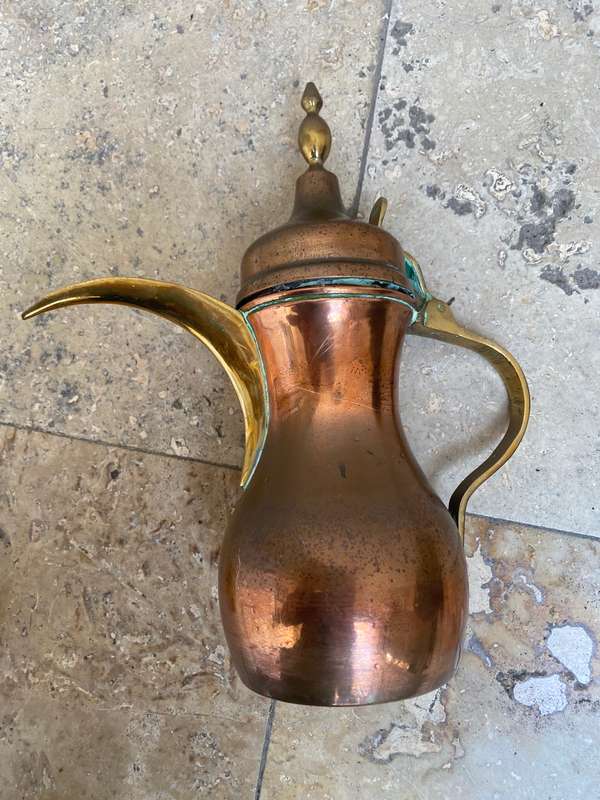Antique Dallah copper coffee pot Arabic large